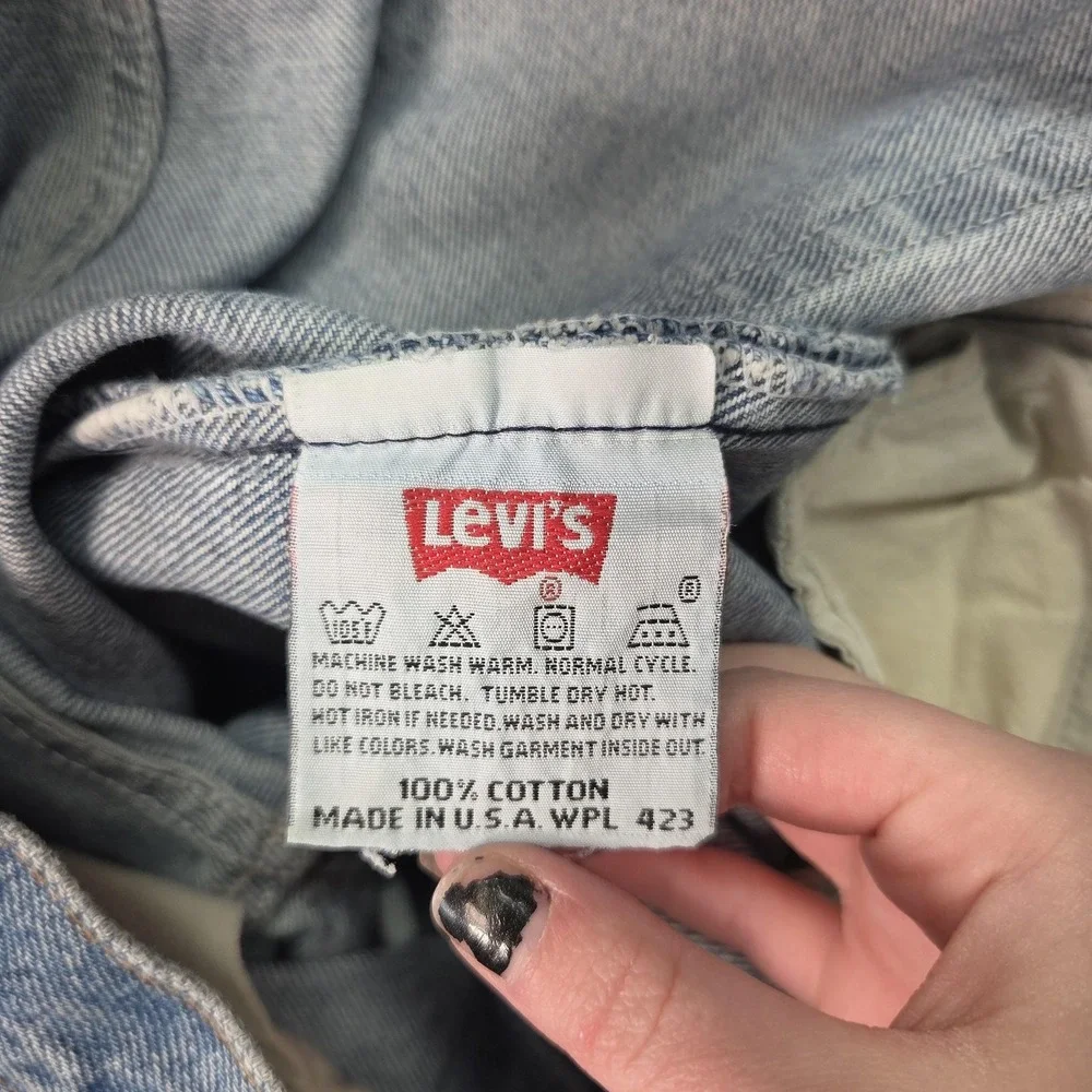 Vintage Levis 501 Jeans Mens Light Blue USA‎ Stains 90s Altered Hem Fits 34x26
